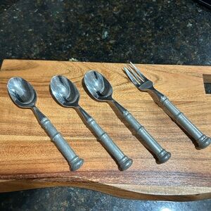 Set Of 3 Kirk Pewter Old Annapolis  Dinner Spoons Free 1 Fork